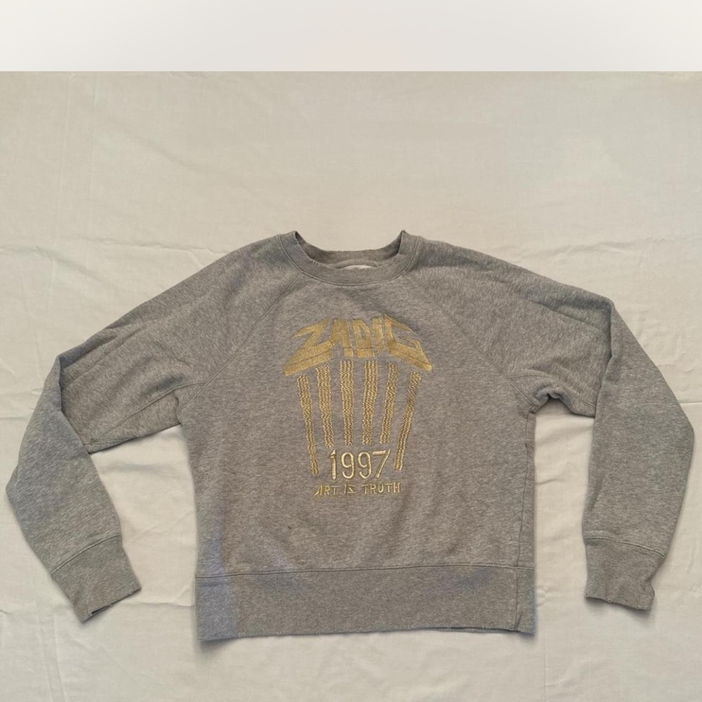 Zadig & Voltaire Gray Crewneck with Gold Logo